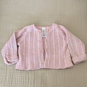GAP Pink Cable Knit Cardigan 6-12m
